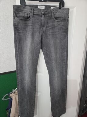 Frame Denim L'Homme Slim Gray Men Wash Jeans. Size 34" Inseam 29"